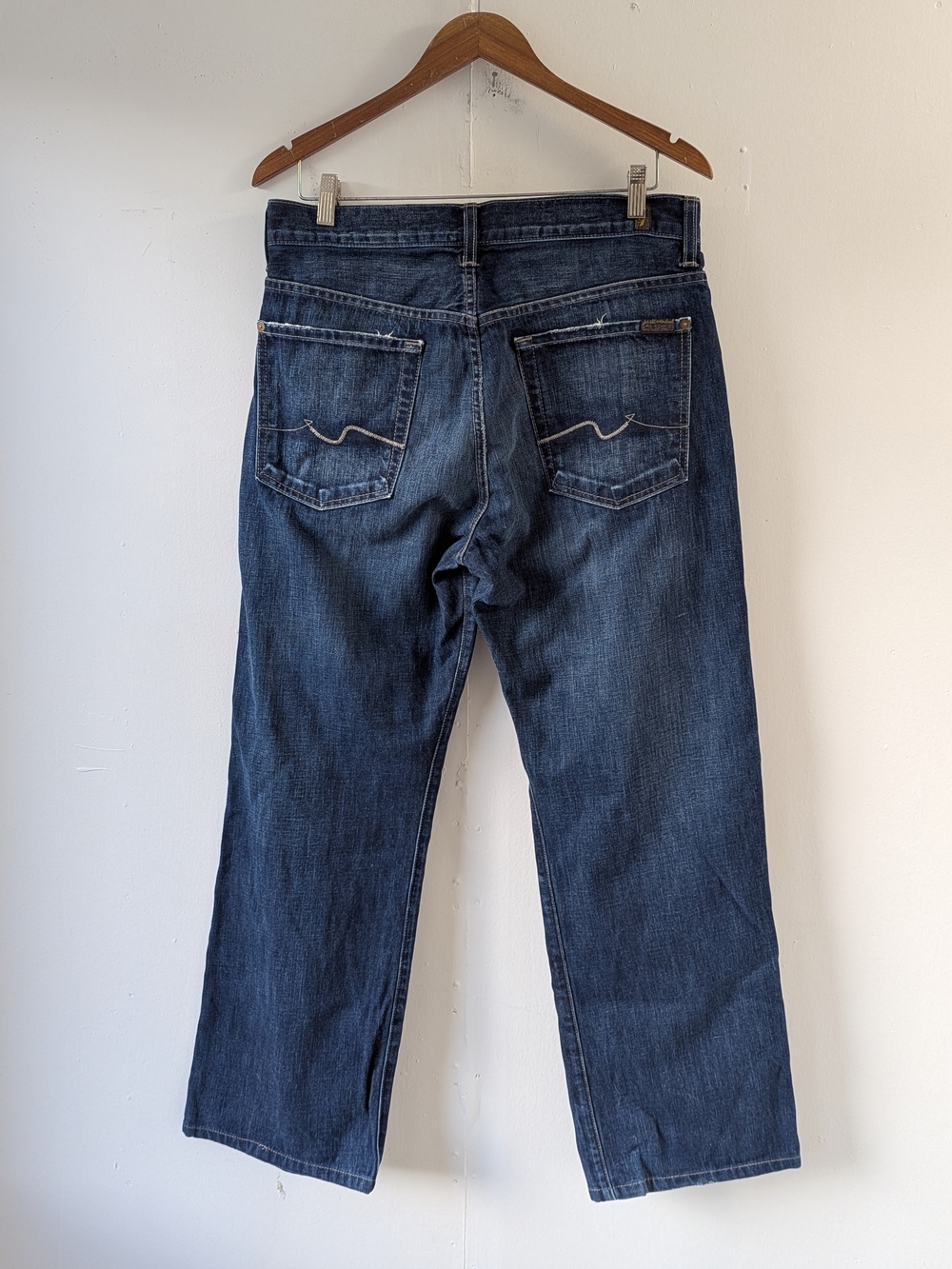 7 For All Mankind Relaxed Boot Cut Blue Jeans 100% Cotton Made in USA 32 x 28.5